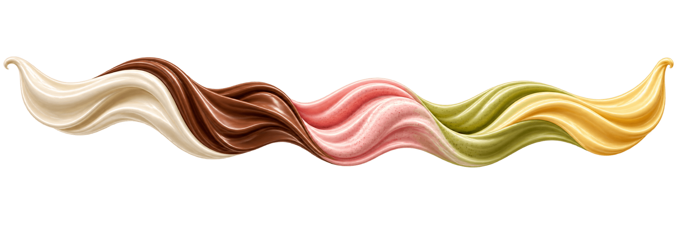 A sculptural flowing arrangement of ice cream